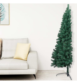 Sapin de Noël artificiel moitié avec support vert 150 cm PVC