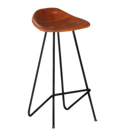 Tabourets de bar lot de 2 marron cuir véritable