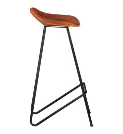 Tabourets de bar lot de 2 marron cuir véritable