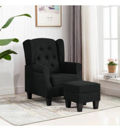 Fauteuil avec repose-pied Noir Tissu