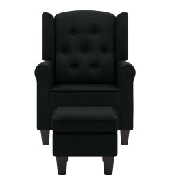 Fauteuil avec repose-pied Noir Tissu