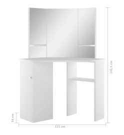 Coiffeuse d'angle Table de maquillage cosmétique Blanc