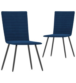 Chaises à manger lot de 2 bleu velours