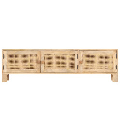 Meuble TV 140x30x40 cm Bois de manguier et canne naturelle