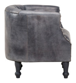 Fauteuil tube Gris 62x58x65 cm Cuir véritable