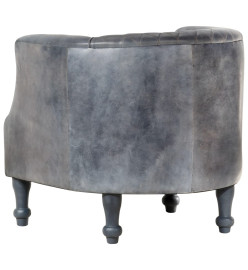 Fauteuil tube Gris 62x58x65 cm Cuir véritable