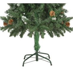 Sapin de Noël avec pommes de pin et paillettes blanches 150 cm