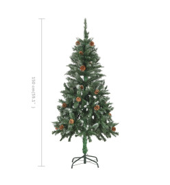 Sapin de Noël avec pommes de pin et paillettes blanches 150 cm