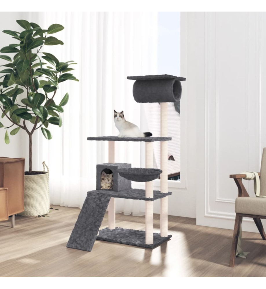 Arbre à chat avec griffoirs en sisal Gris foncé 131 cm