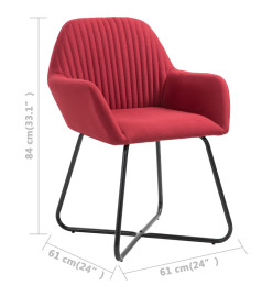 Chaises à manger lot de 6 rouge bordeaux tissu