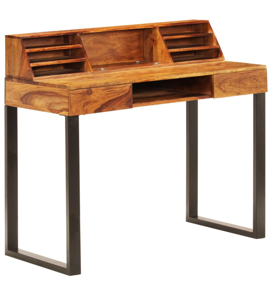 Bureau 110x50x94 cm Bois solide de Sesham et acier