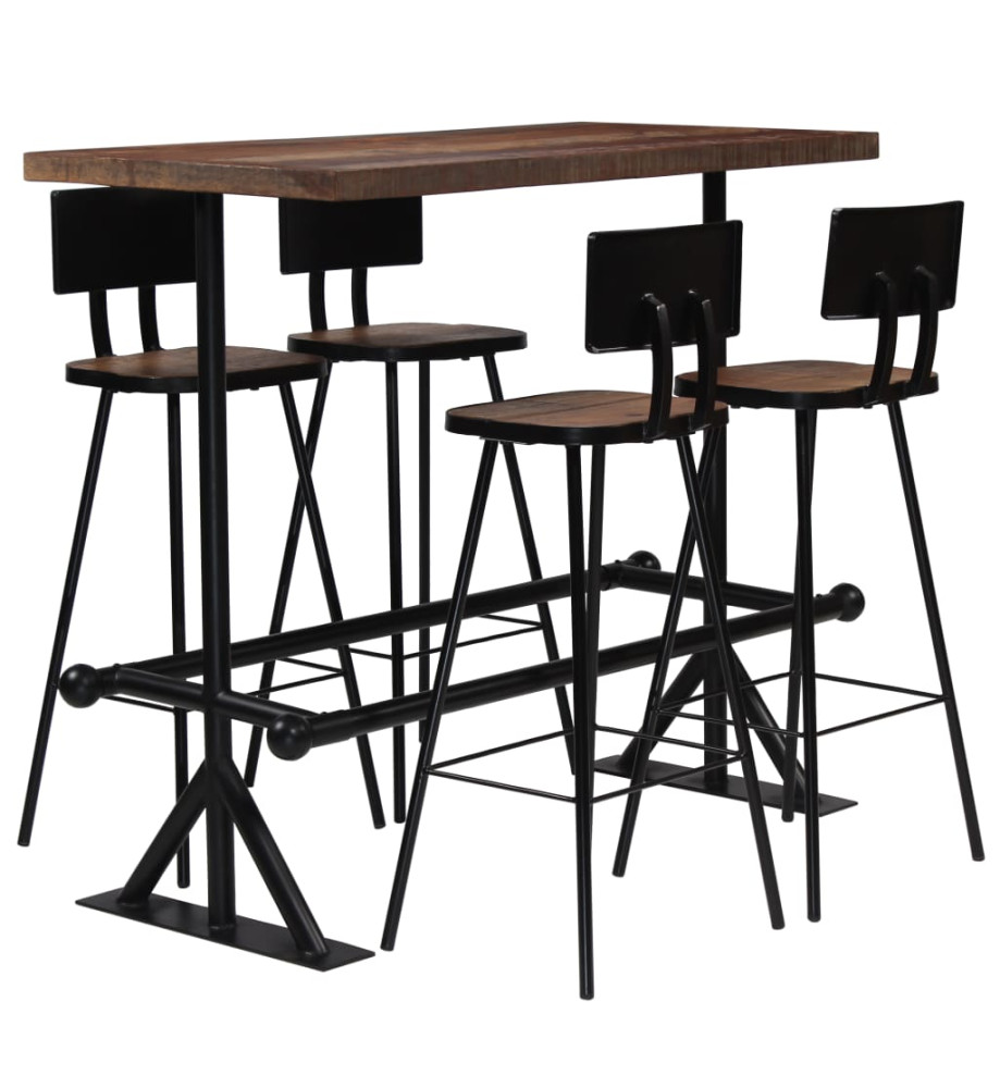 Mobilier de bar 5 pcs Bois de récupération massif