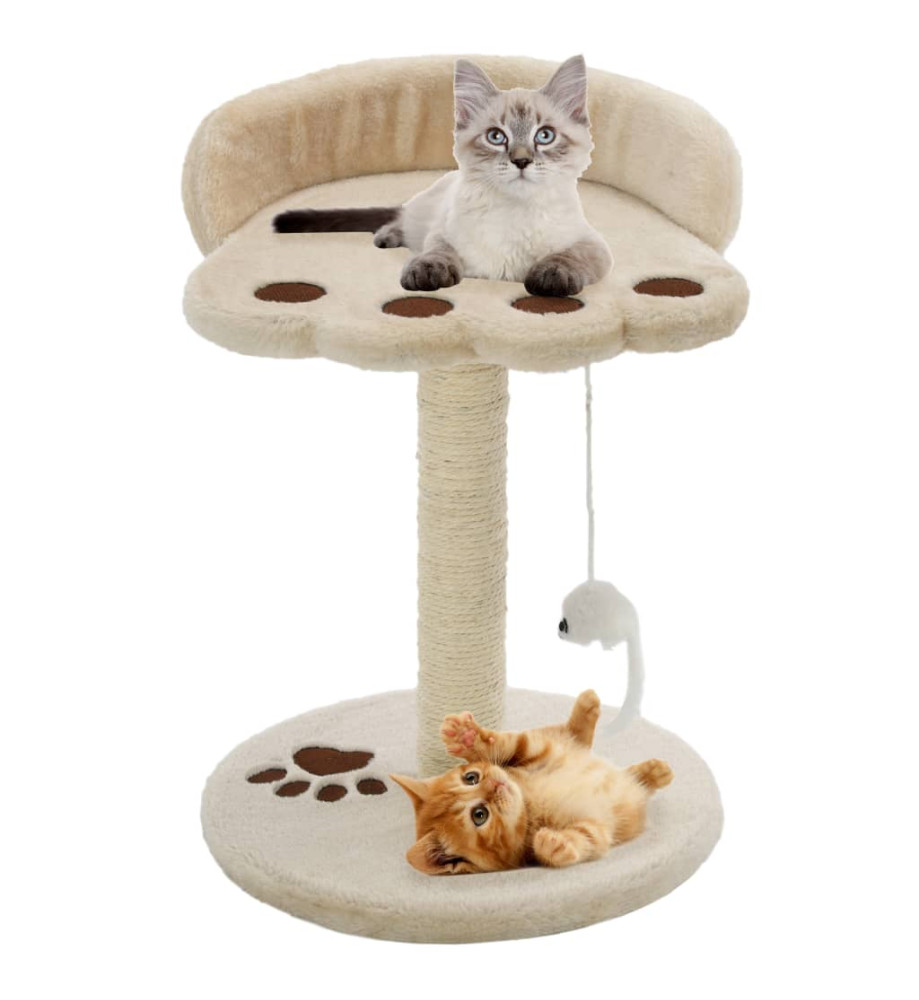 Arbre à chat avec griffoir en sisal 40 cm Beige et Marron