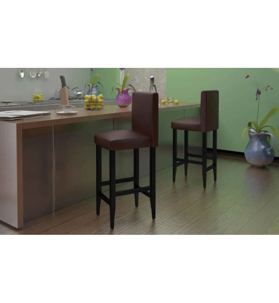 Tabourets de bar lot de 4 marron foncé similicuir