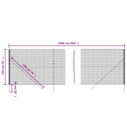 Clôture en treillis métallique anthracite 1,4x25 m