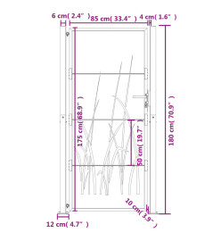 Portail de jardin 105x180 cm acier corten conception d'herbe