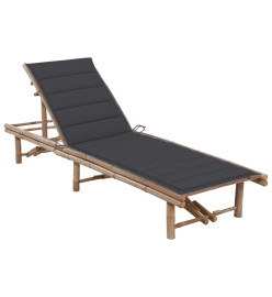 Chaise longue de jardin avec coussin Bambou