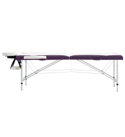 Table de massage pliable 2 zones Aluminium Blanc et violet