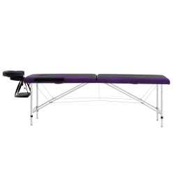 Table de massage pliable 2 zones Aluminium Noir et violet