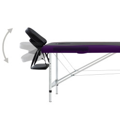 Table de massage pliable 2 zones Aluminium Noir et violet