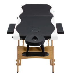 Table de massage pliable 2 zones Bois Noir et blanc