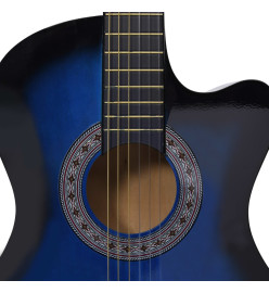 Guitare découpée classique occidentale 6 cordes Bleu ombré 38"