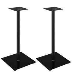 Supports de haut-parleurs 2 pcs noir verre trempé 1 pilier