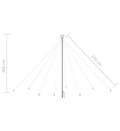 Lumières d'arbre de Noël Intérieur/Extérieur 576 LED 3,6 m