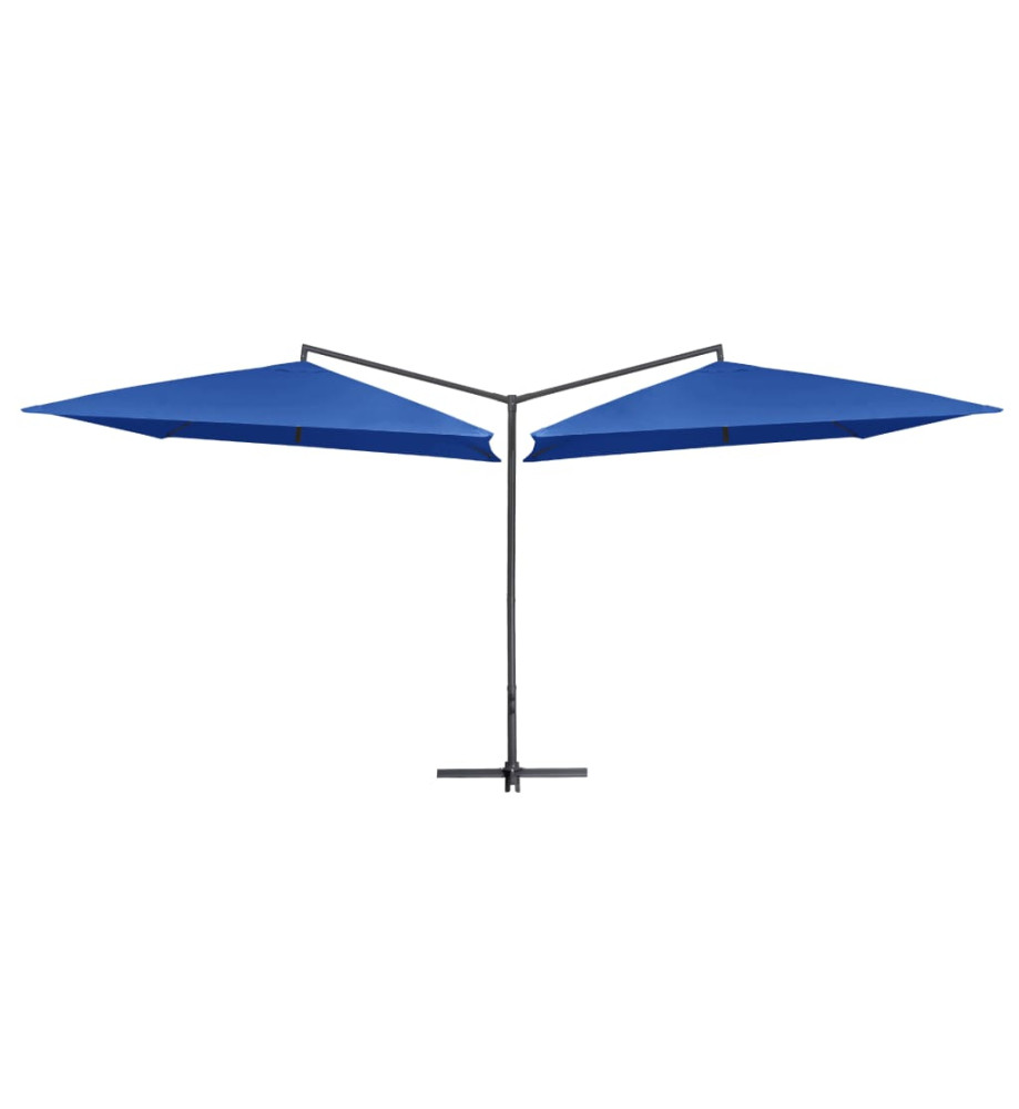 Parasol double avec mât en acier 250 x 250 cm Bleu azuré