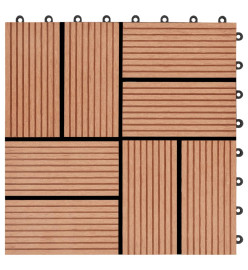 Carreau de terrasse 11 pcs WPC 30 x 30 cm 1 m² Couleur Teck