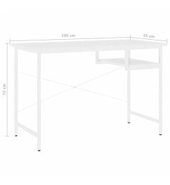 Bureau d'ordinateur Blanc 105x55x72 cm MDF et métal