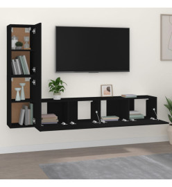 Ensemble de meubles TV 4 pcs Noir Bois d'ingénierie