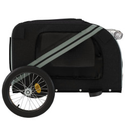 Remorque de vélo pour chien noir et gris tissu oxford et fer