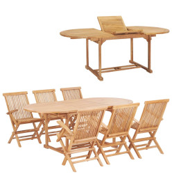 Meuble à dîner d'extérieur 7 pcs 150-200x100x75 cm Teck massif