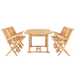 Meuble à dîner d'extérieur 7 pcs 150-200x100x75 cm Teck massif