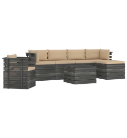 Salon palette de jardin 7 pcs avec coussins Bois de pin massif