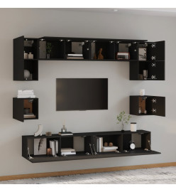 Ensemble de meubles TV 8 pcs Noir Bois d'ingénierie