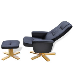 Fauteuil avec repose-pied Noir Similicuir