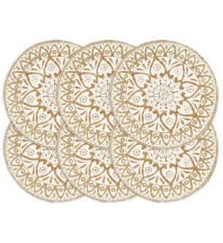 Napperons 6 pcs Blanc 38 cm Rond Jute