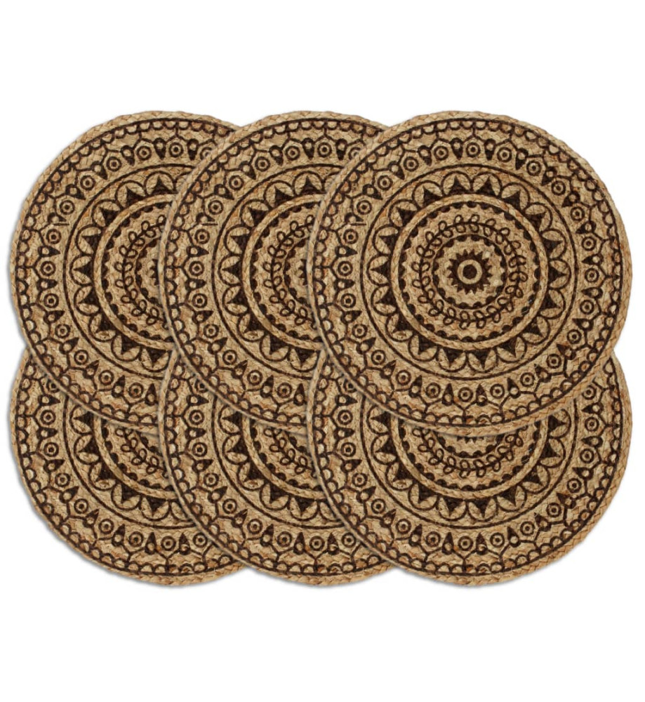 Napperons 6 pcs Marron foncé 38 cm Rond Jute