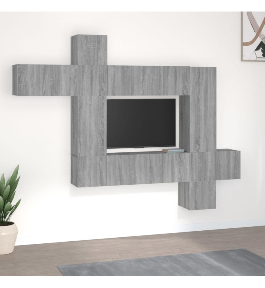 Ensemble de meubles TV 10 pcs Sonoma gris Bois d'ingénierie