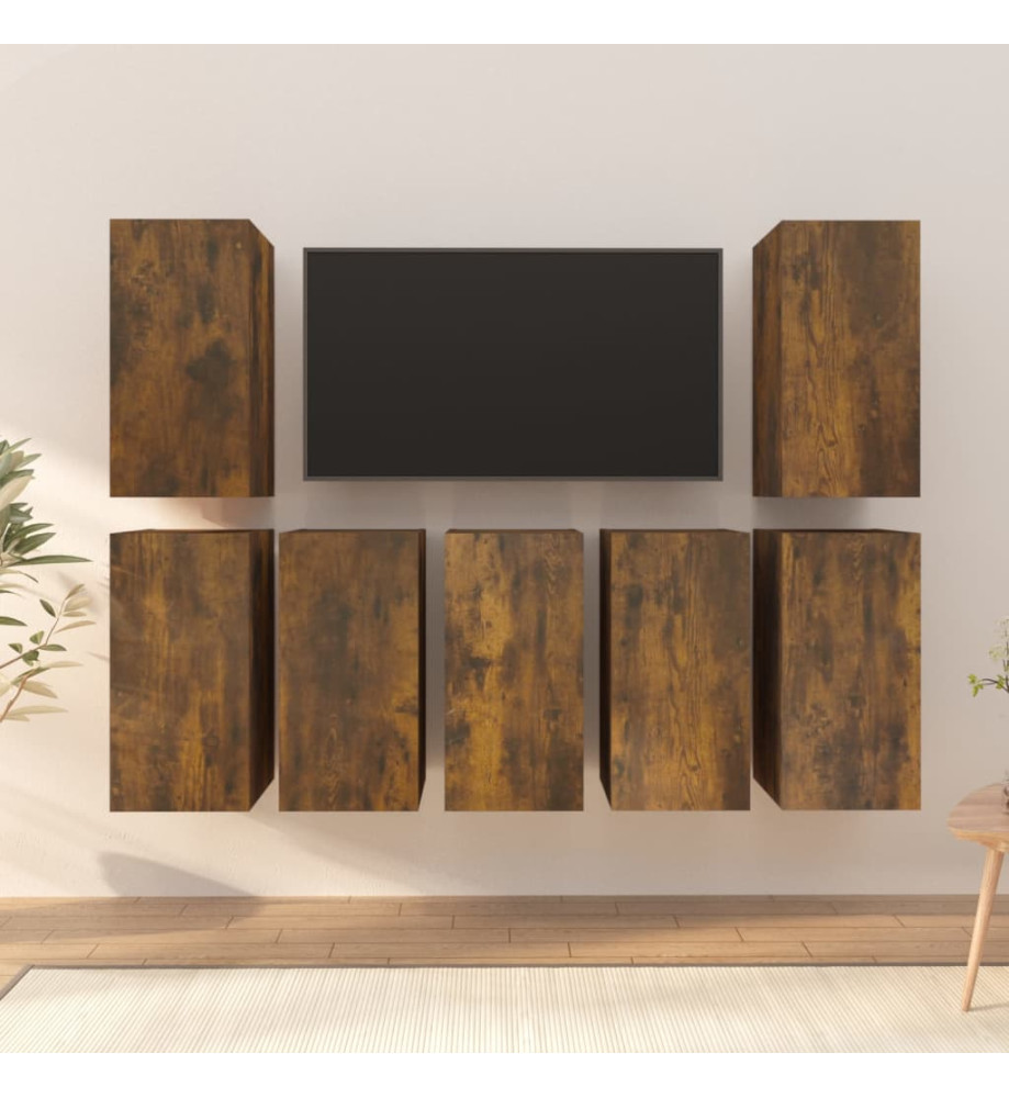 Meubles TV 7 pcs Chêne fumé 30,5x30x60 cm Bois d'ingénierie