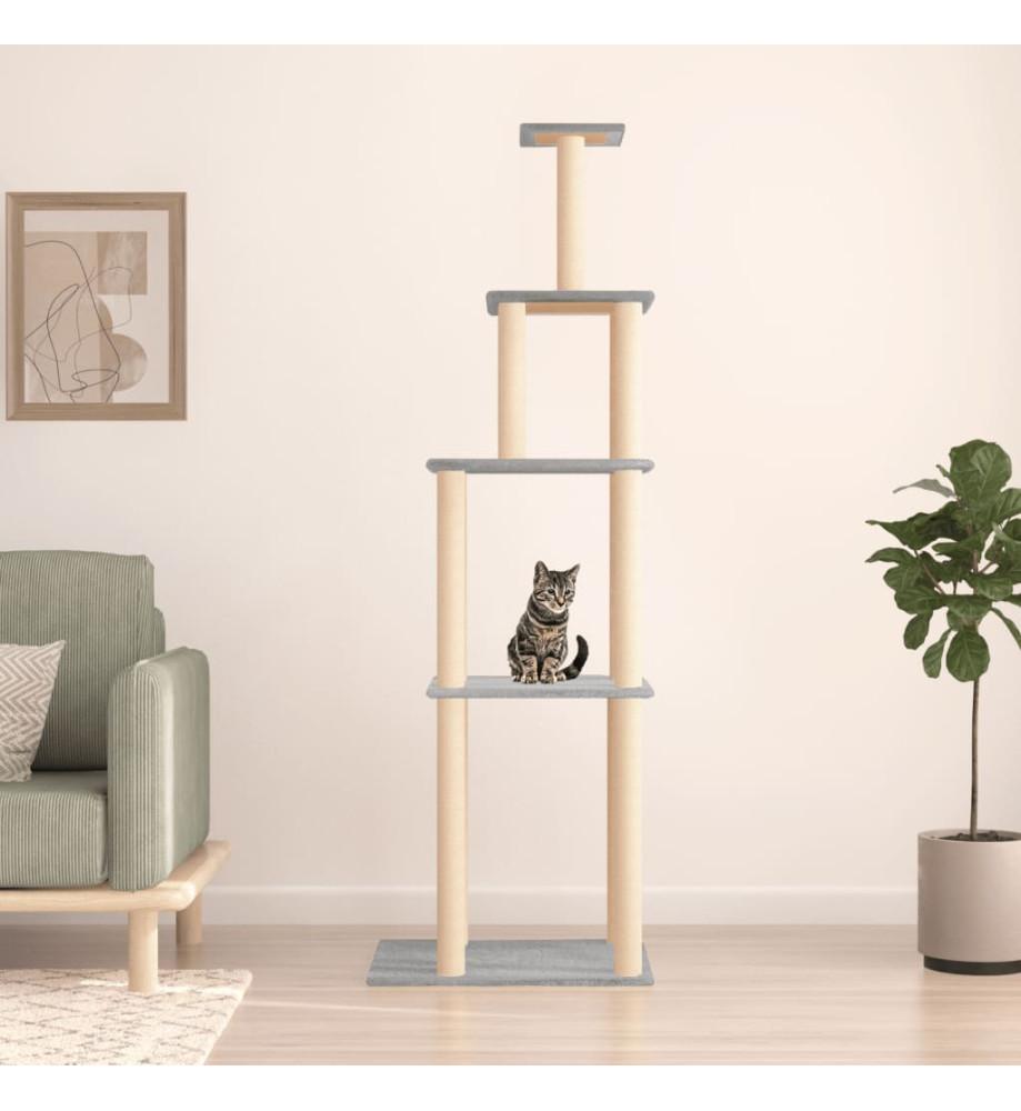 Arbre à chat avec griffoirs en sisal gris clair 183 cm