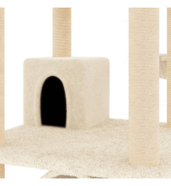 Arbre à chat avec griffoirs en sisal crème 141 cm