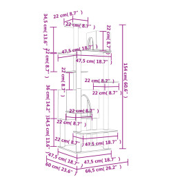 Arbre à chat avec griffoirs en sisal Gris clair 154 cm