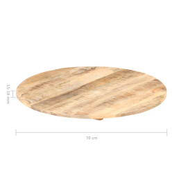 Dessus de table Bois de manguier solide Rond 15-16 mm 70 cm