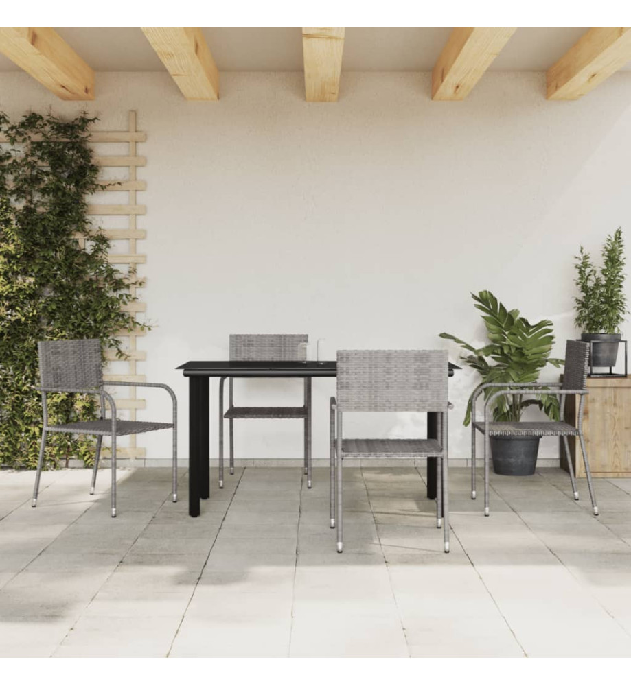 Ensemble à manger de jardin 5pcs gris/noir résine tressée/acier Ensemble à manger de jardin 5pcs gris/noir résine tressée/acier