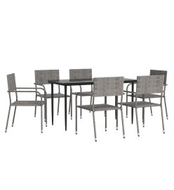 Ensemble à manger de jardin 7pcs gris/noir résine tressée/acier