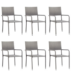 Ensemble à manger de jardin 7pcs gris/noir résine tressée/acier