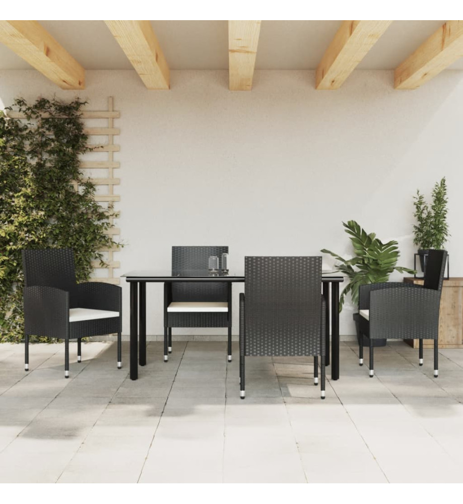 Ensemble à manger de jardin 5 pcs noir résine tressée et acier Ensemble à manger de jardin 5 pcs noir résine tressée et acier